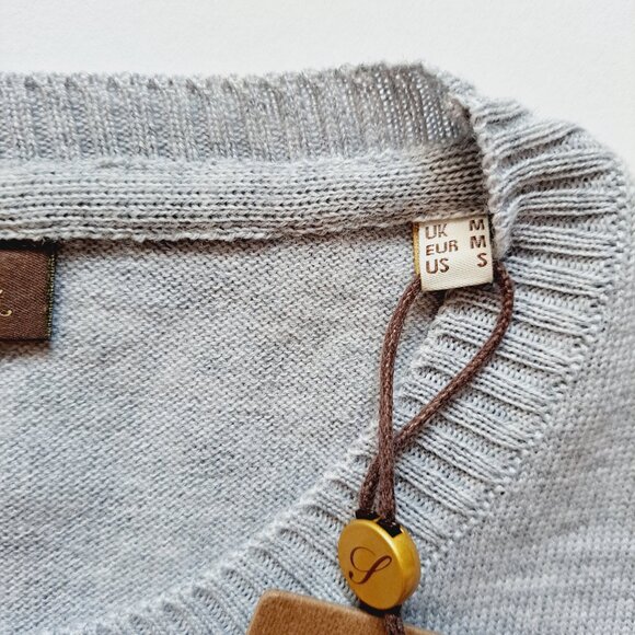 NEW Stenstroms Grey 100% Merino Wool College Crew Sweater Size S - Picture 10 of 16